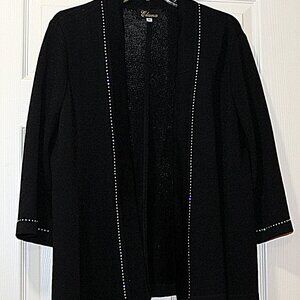 Elana Knit Cardigan with Rhinestone Trim down the Front and Sleeves, Size 1X